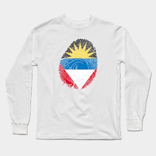 Flag of antigua barbuda in fingerprint Long Sleeve T-Shirt